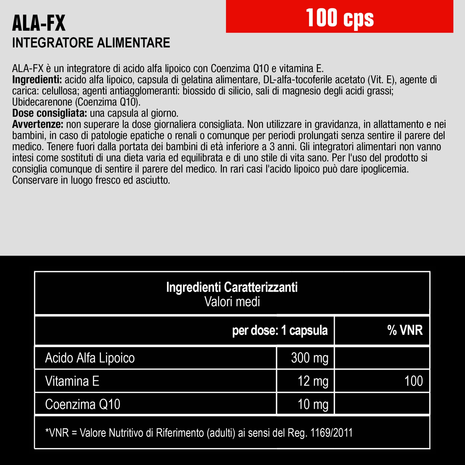 Wellness Amminoacidi Integratore Ala-fx 100 cpr compresse acido alfa lipoico