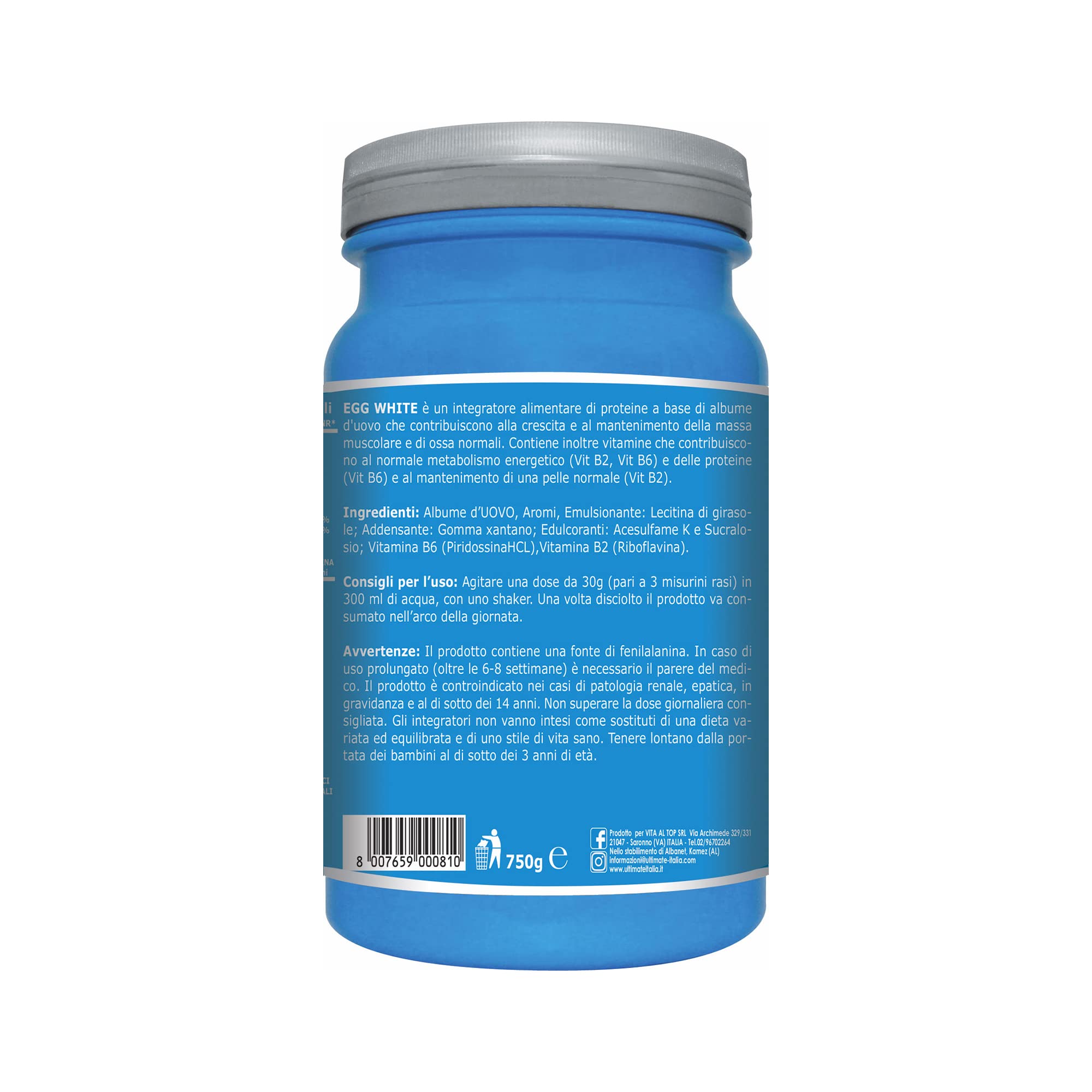 Ultimate Proteine Egg White proteine d’albume vaniglia 750 g, senza grassi e carboidrati
