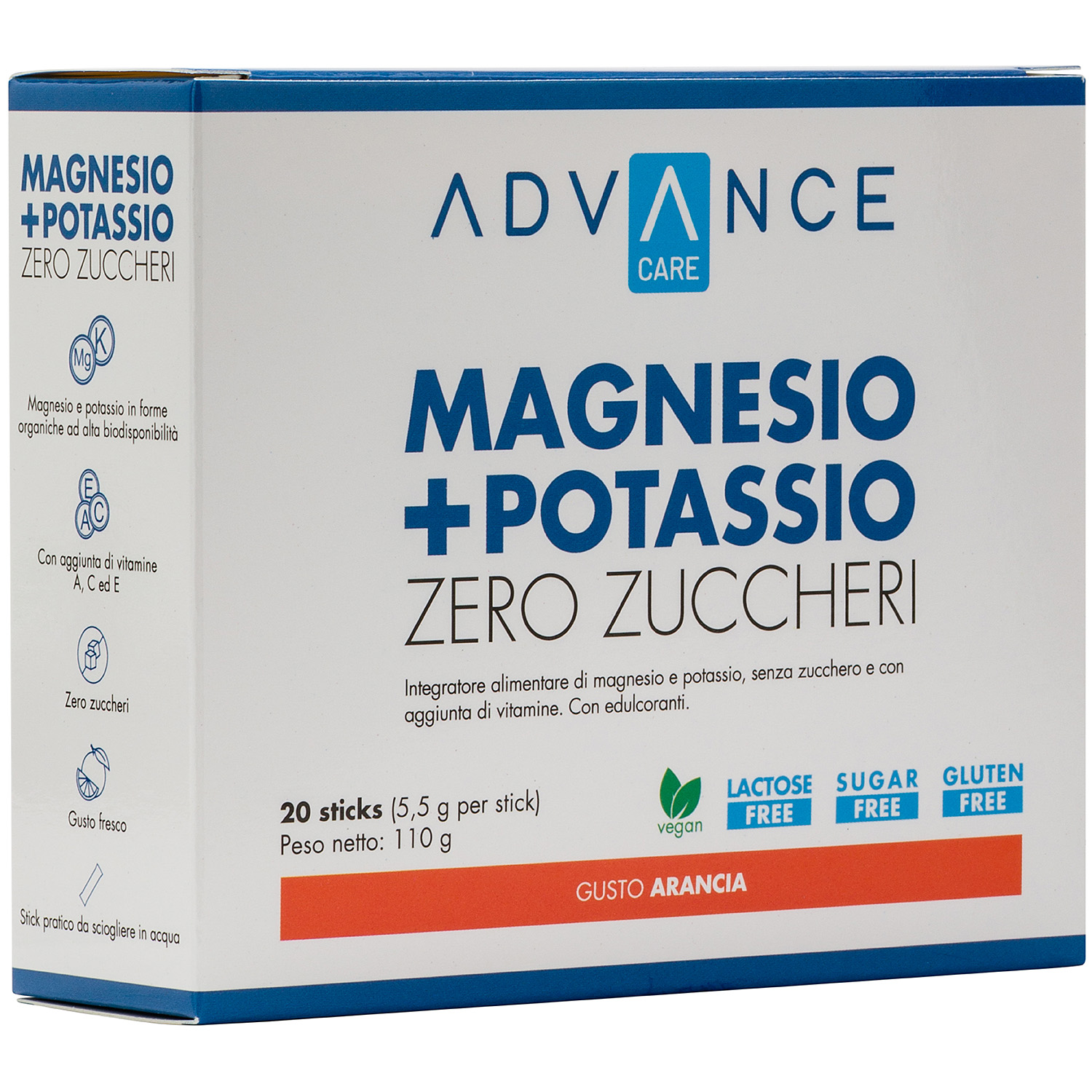 +Watt Advance Care Magnesio + Potassio Zero Zuccheri polvere arancia