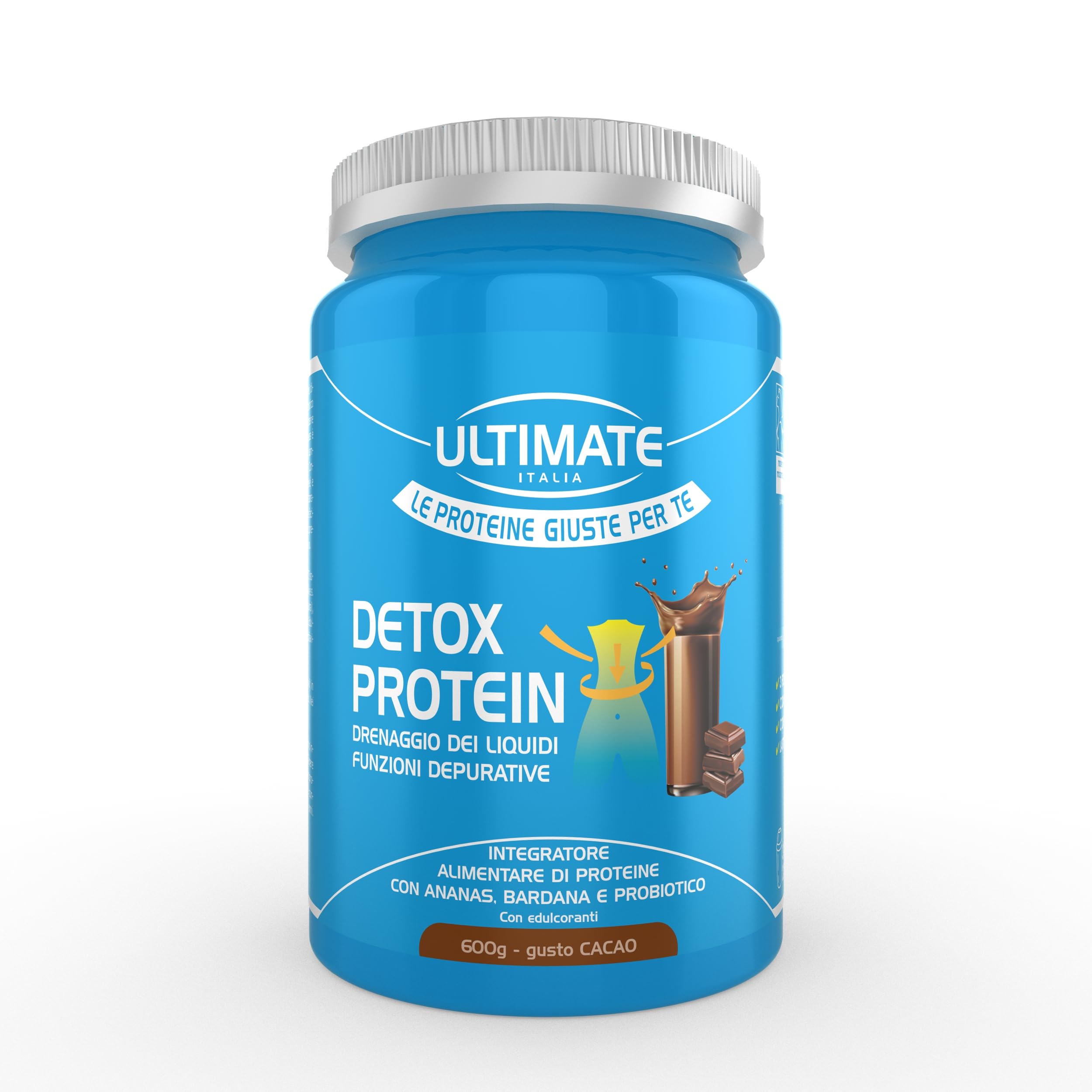 Ultimate Proteine Detox protein proteine cacao 600 g con ananas e bardana