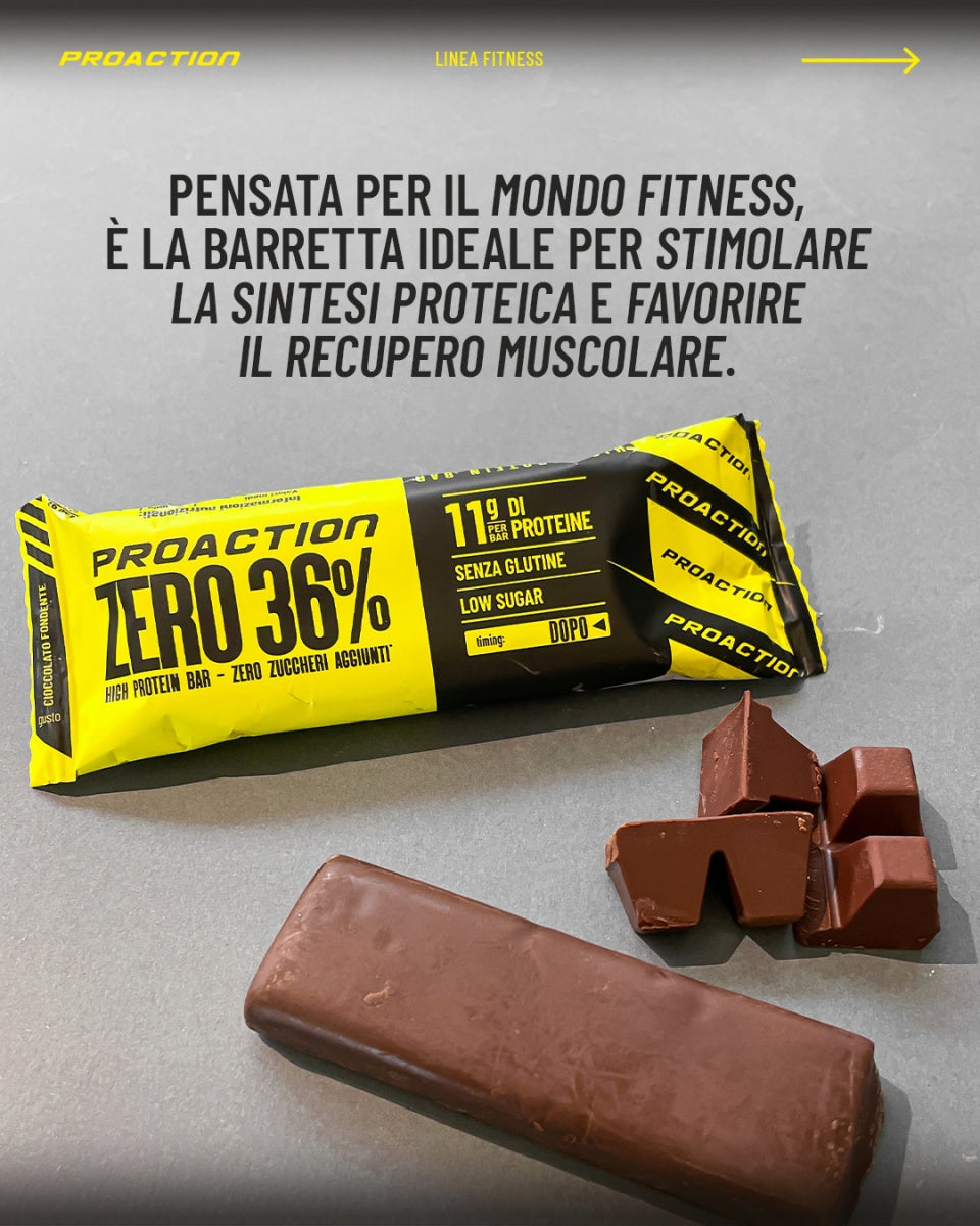 Wellness Barrette Zero Bar 36% barretta proteica Cioccolato fondente low sugar
