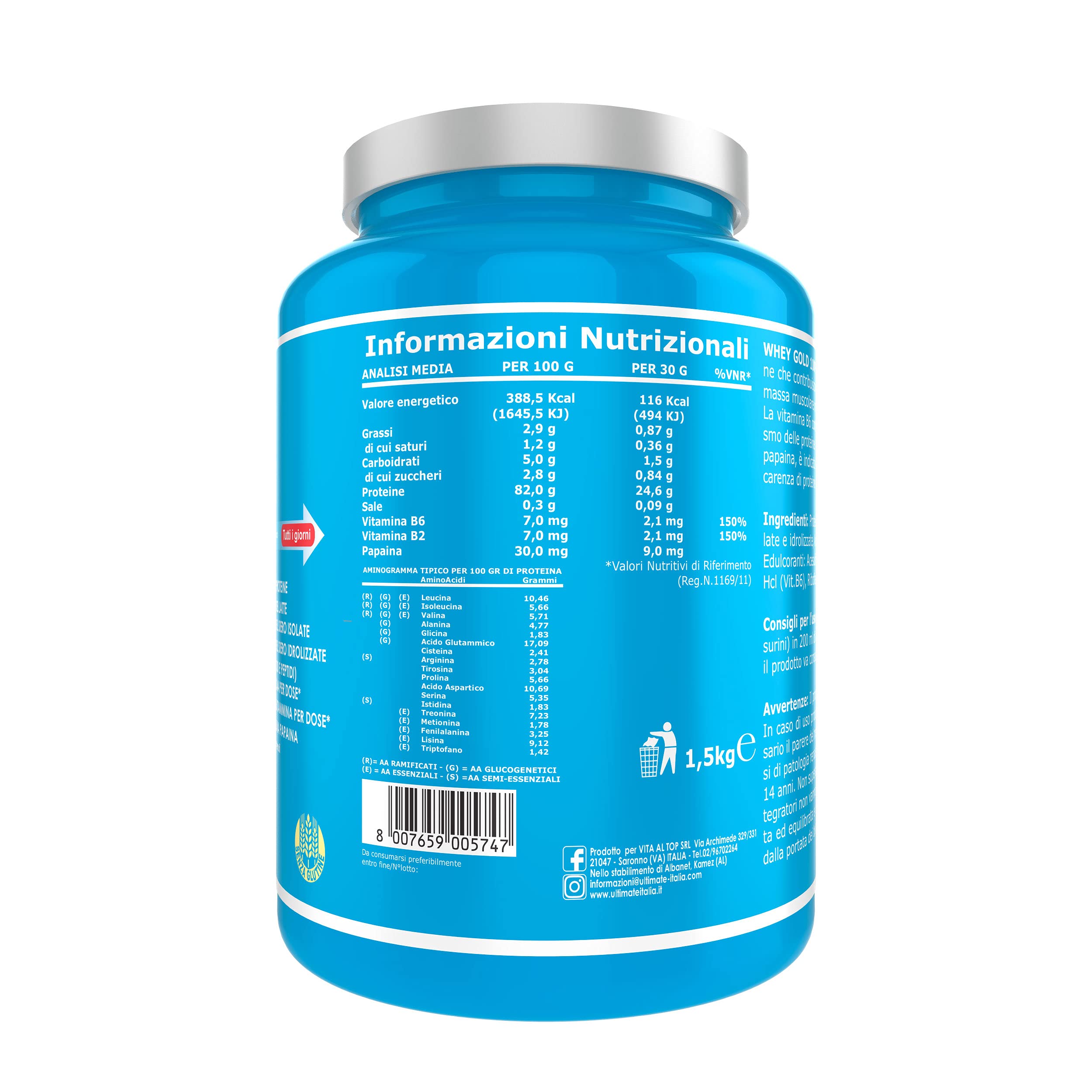 Ultimate Proteine Whey Gold 100% proteine vaniglia 1,5 kg